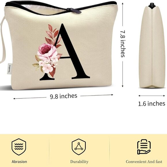 A-Z Personalized Makeup Bag, Birthday Gifts for Women Mom, Gifts for Best Friend - Picture 3 of 6